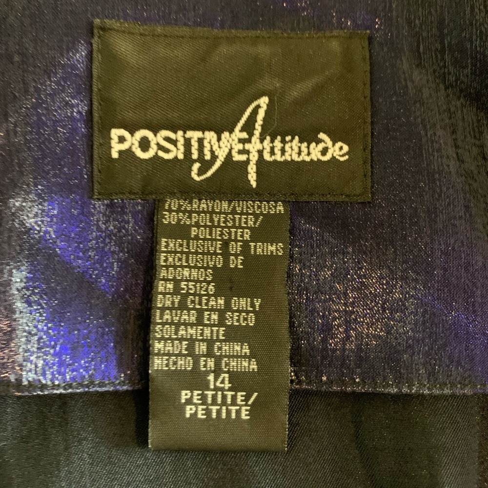 VTG Positive Attitude Size 14P Purplish/Black Iridescent Double Breasted Blazer - Picture 5 of 8
